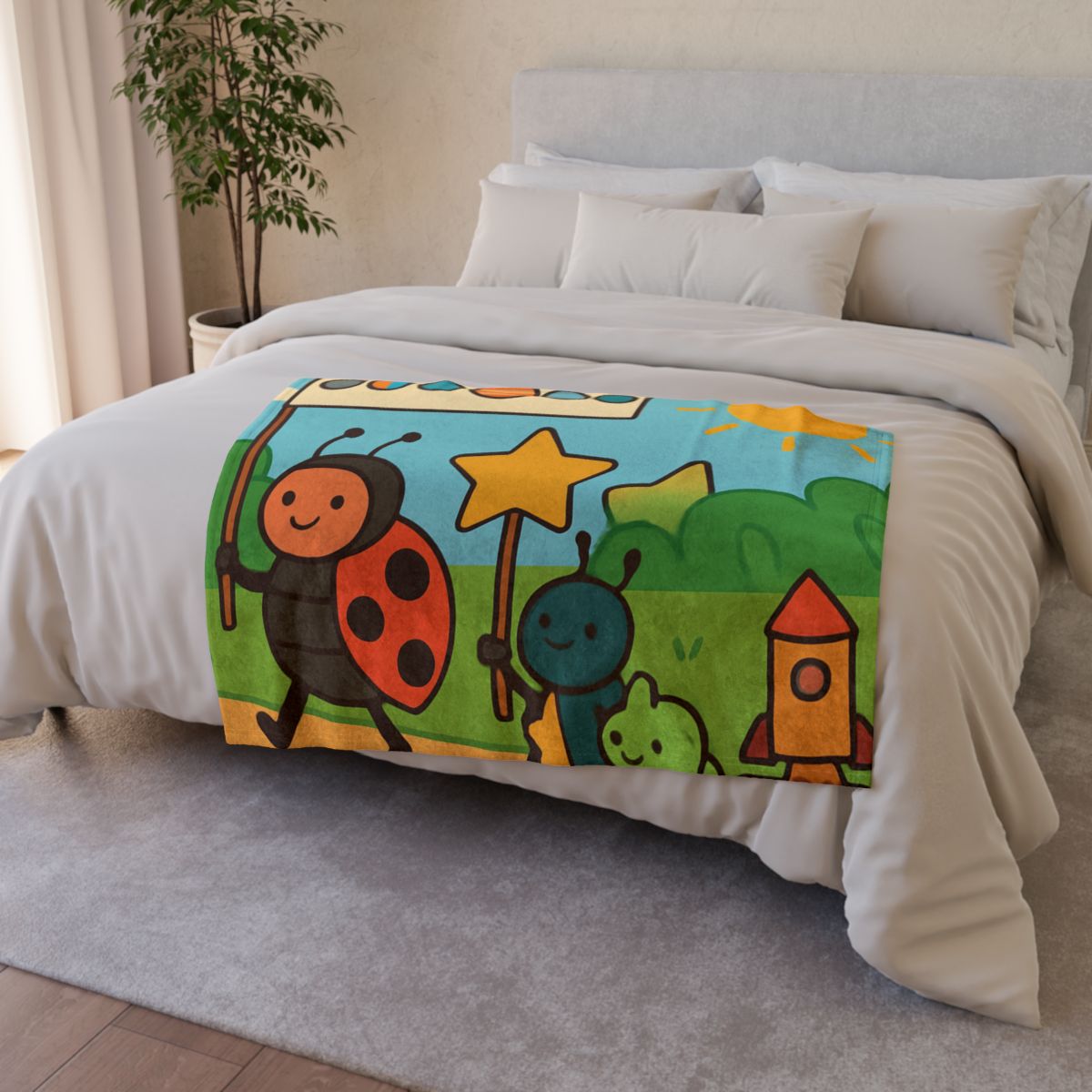 Galaxy Garden Insect Parade stylish throw blankets