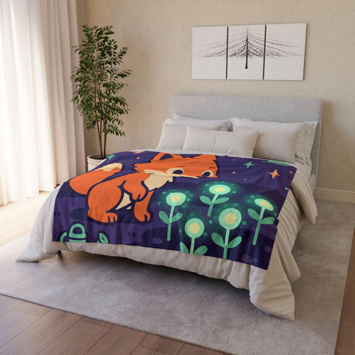 Galaxy Garden Fox decorative home blankets