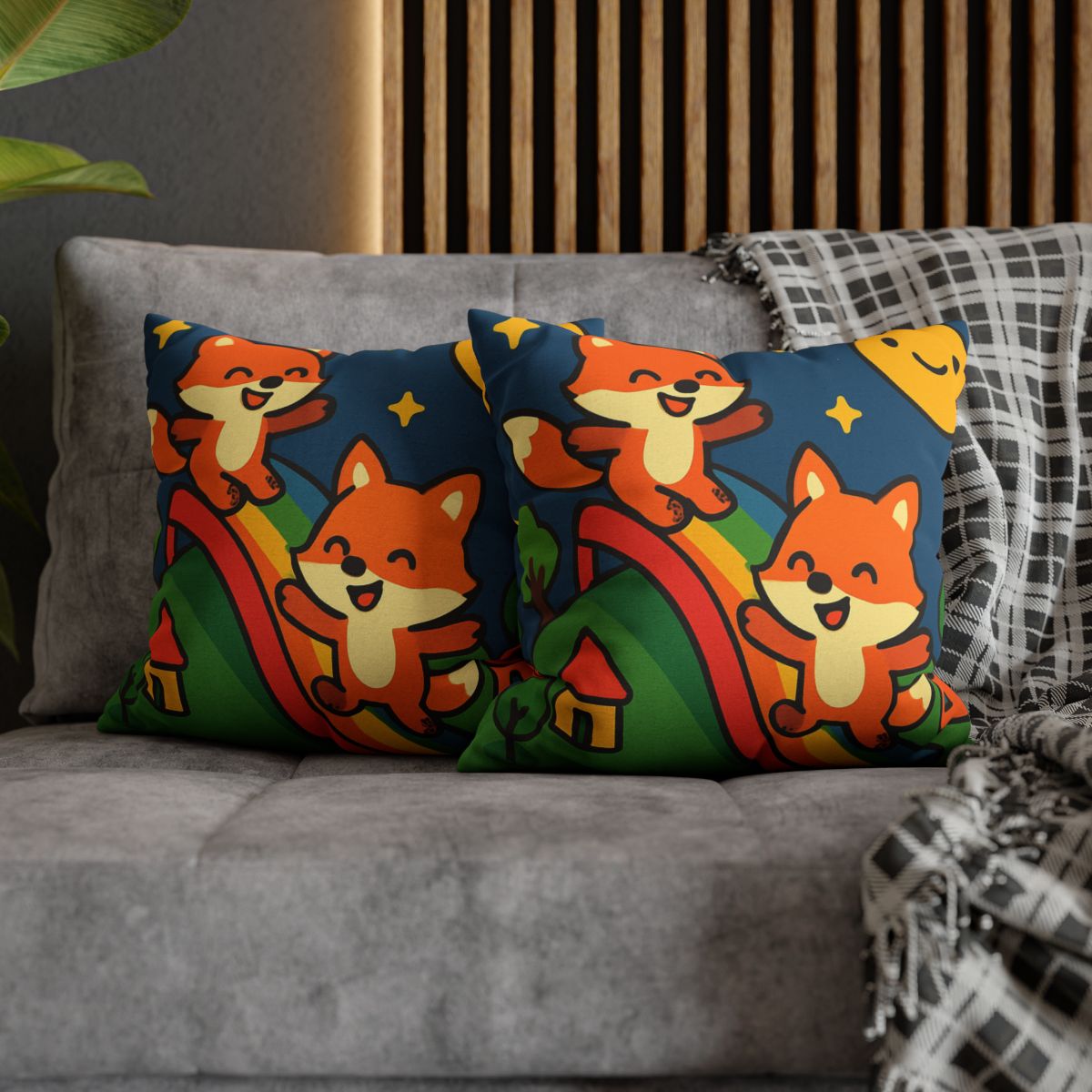 Planet Playground Of The Friendly Foxes trendy patterned pillow cases