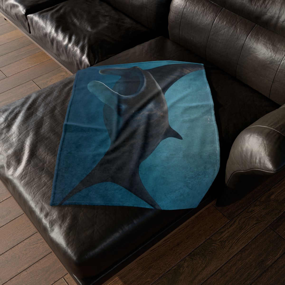 Sunlit Drift Manta Ray stylish throw blankets