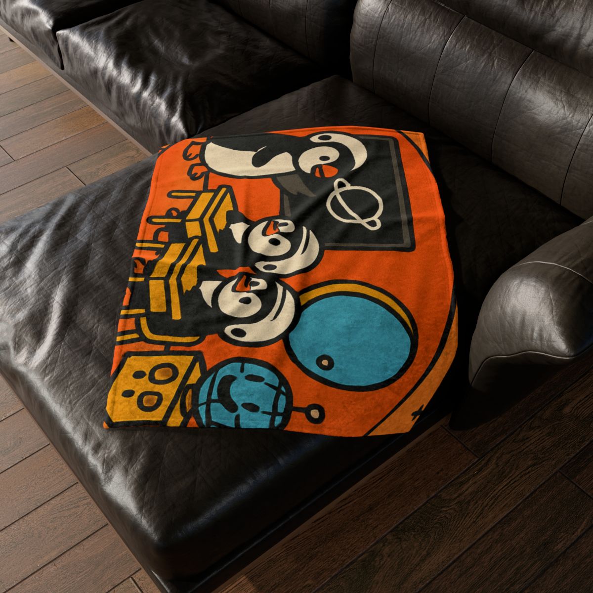 Rocket Classroom With Penguin Pilots unique gift blankets