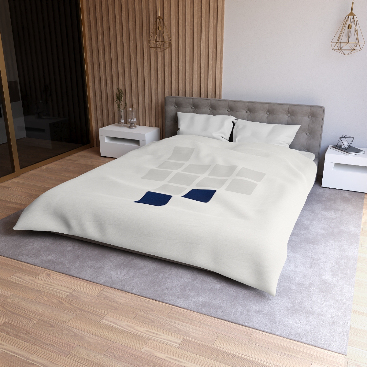 Stepped Constellation Grid designer printed duvets