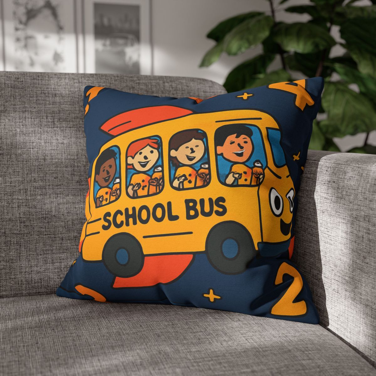 Rocket School Bus To Planet Math stylish decorative pillowcases