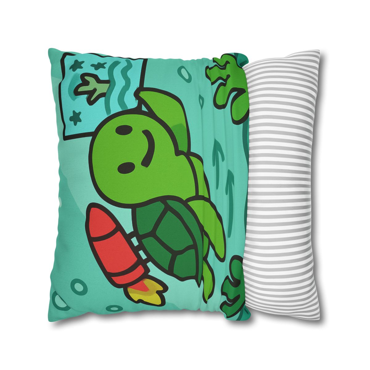 Underwater Rocket Turtle designer print pillow cases