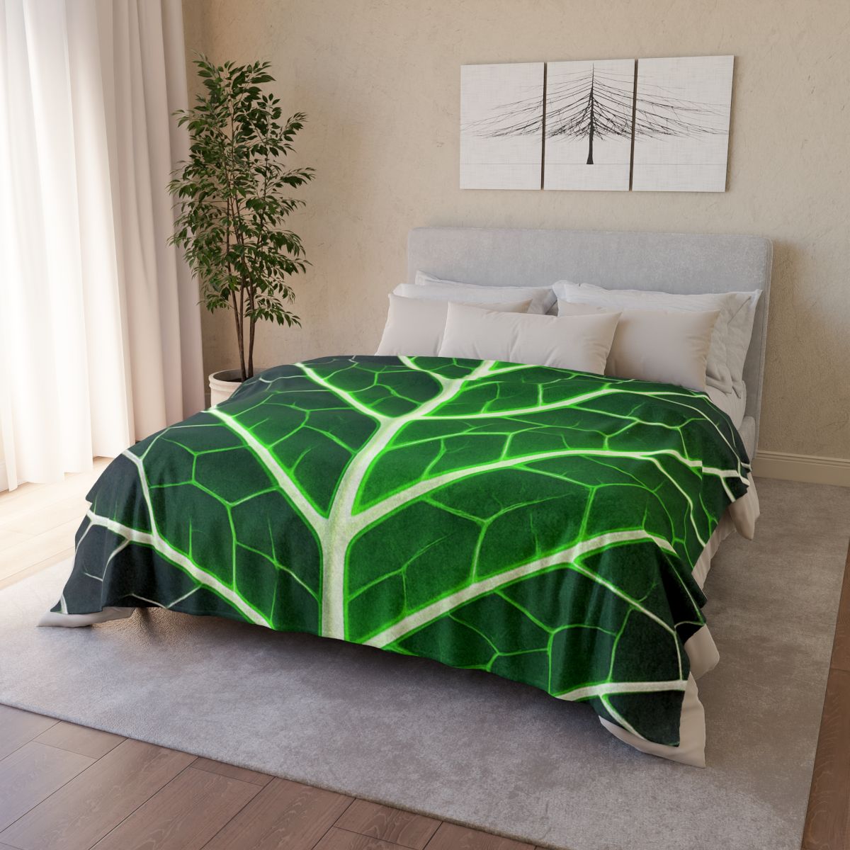 Fractaled Leaf Vein Web designer printed blankets