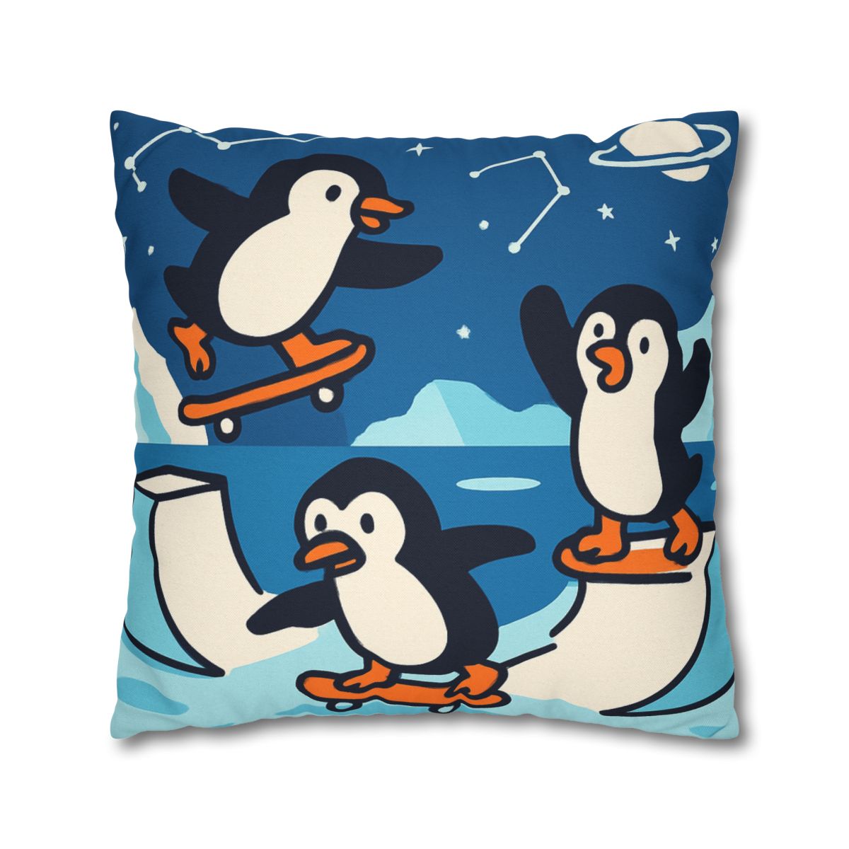Galaxy Skate Park Penguins stylish decorative pillowcases