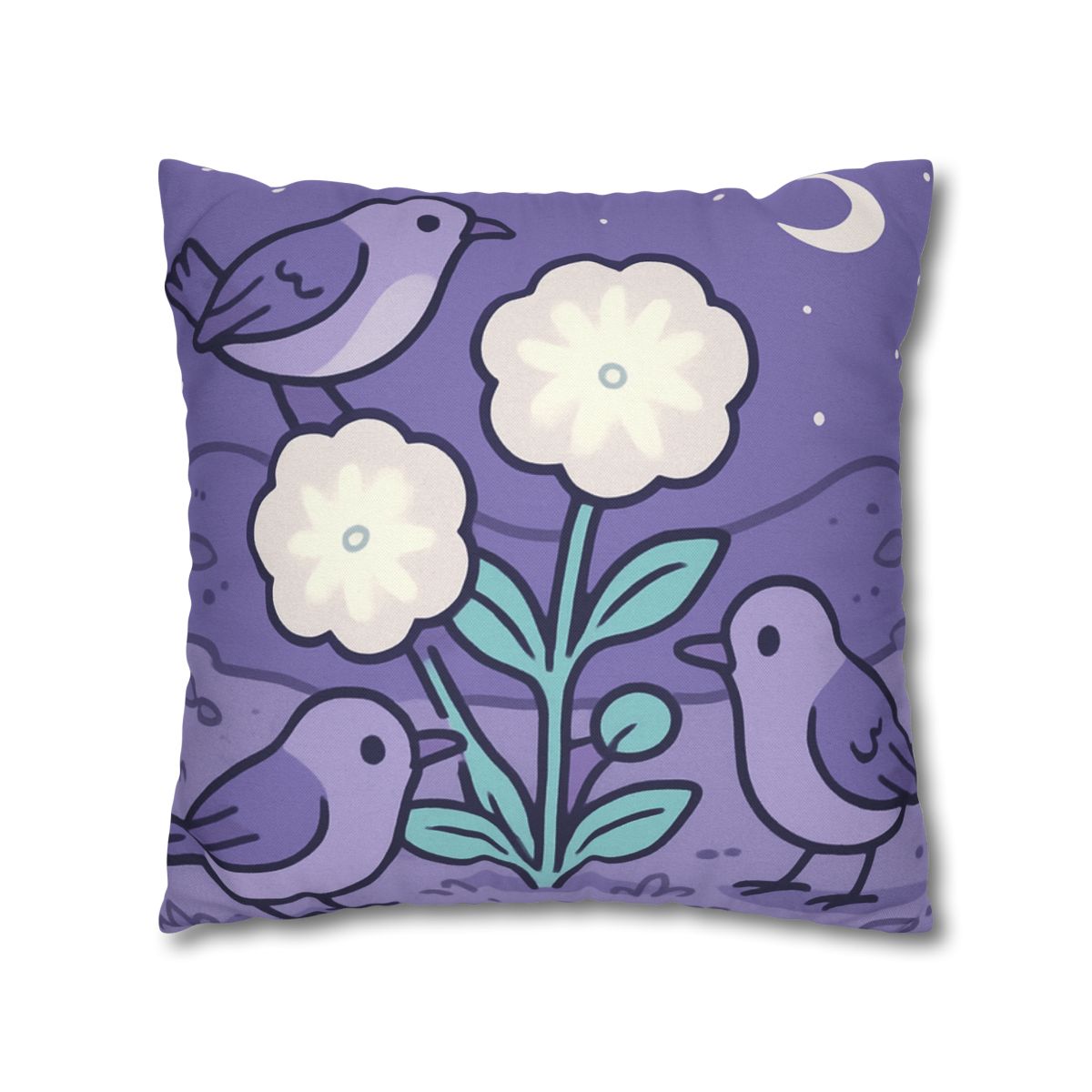 Moon Garden Nightingales designer print pillow cases