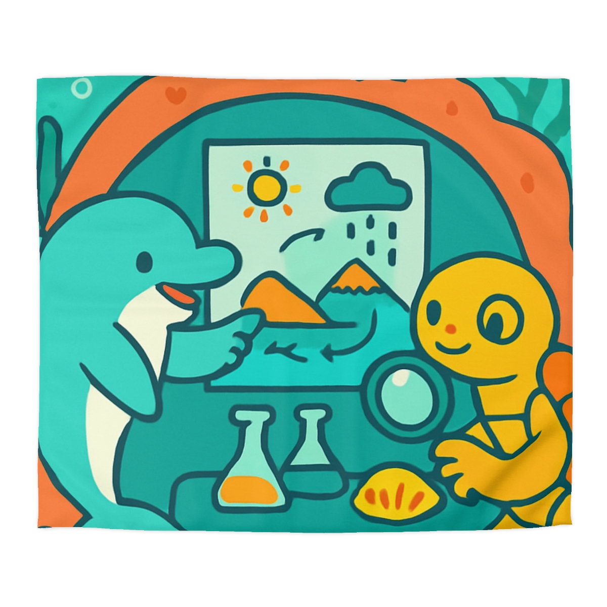 Coral Reef Science Lab designer printed duvets