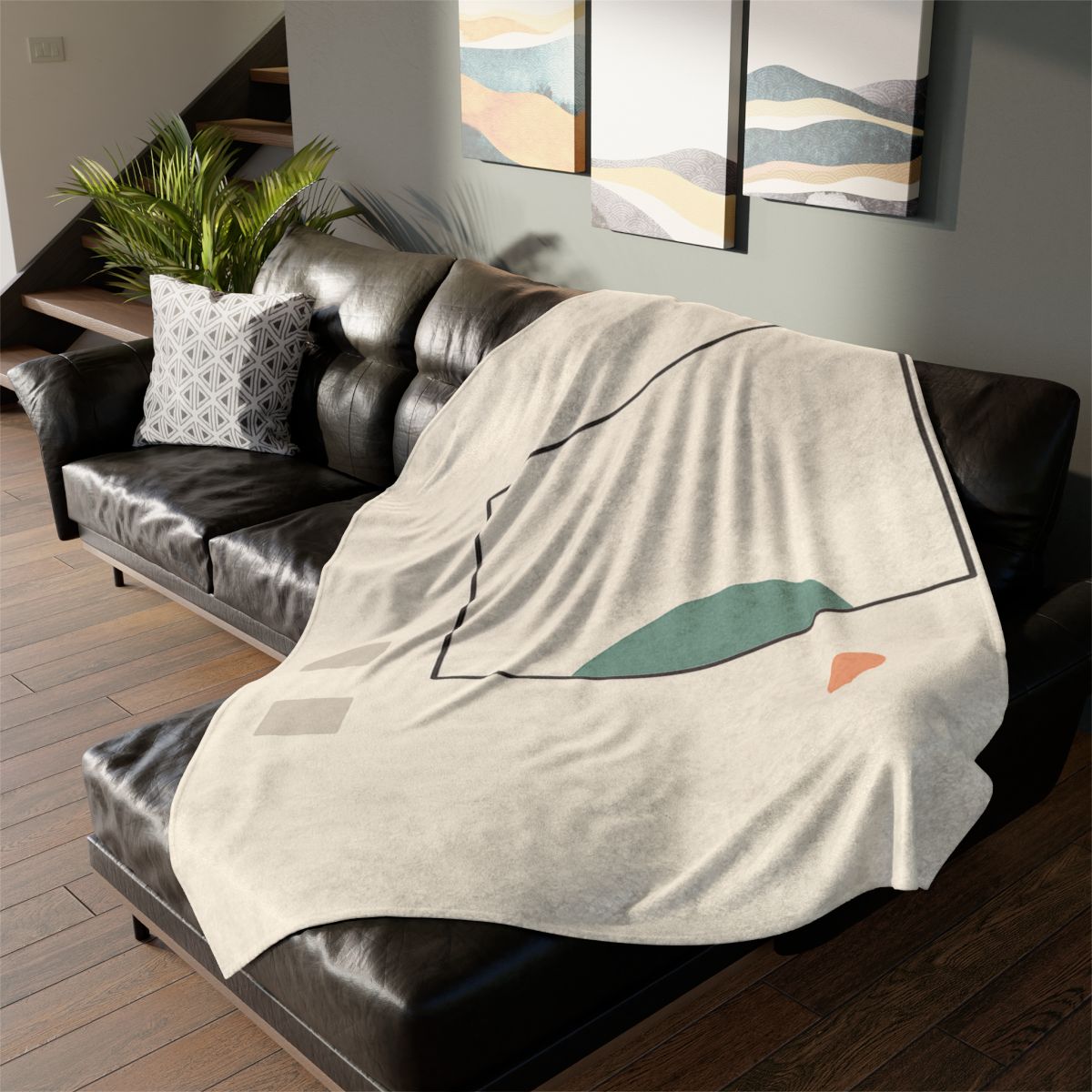 Offset Frame And Crescent Pause designer printed blankets