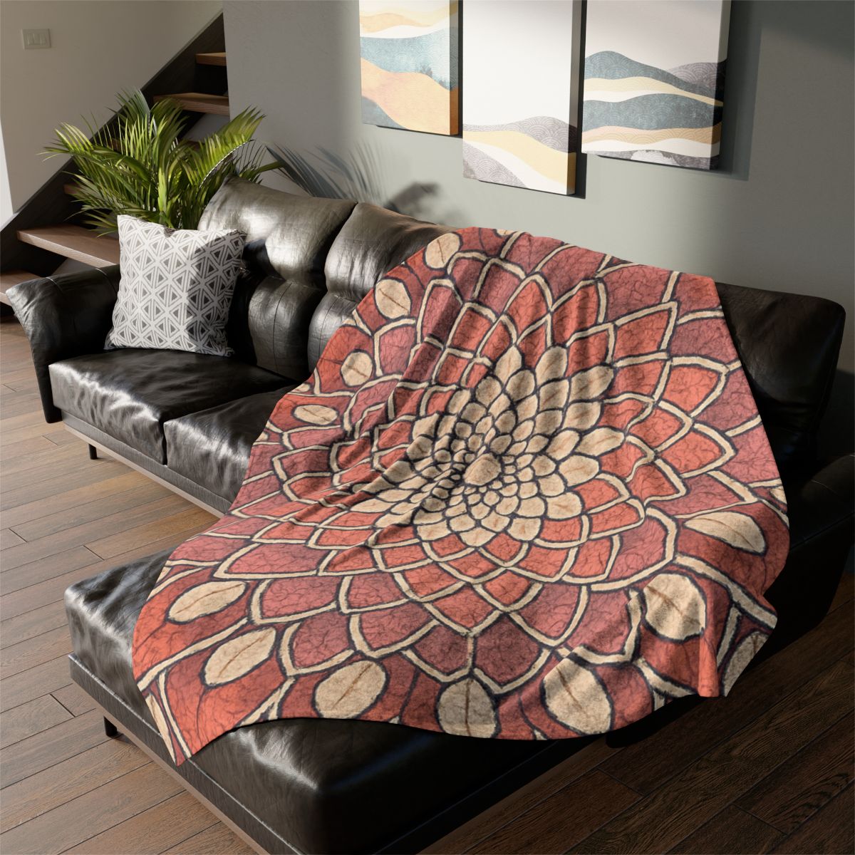 Bud Mosaic Fractal Bloom stylish throw blankets