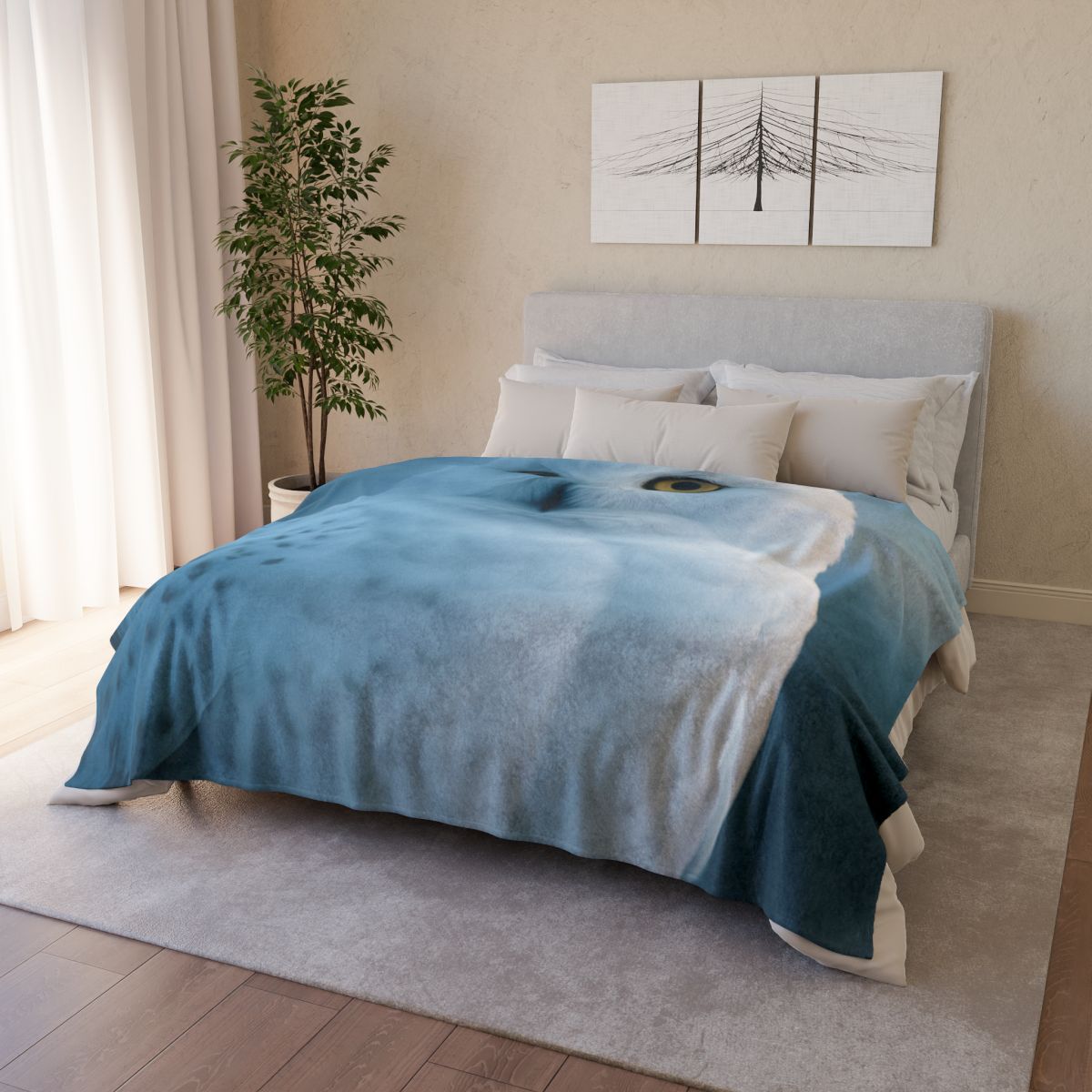Twilight Watcher Snowy Owl decorative home blankets