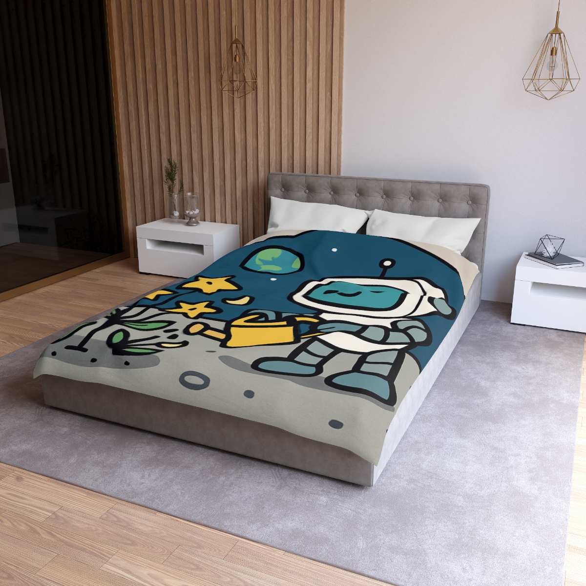 Moon Garden Robot And Space Sprouts duvets for gifts