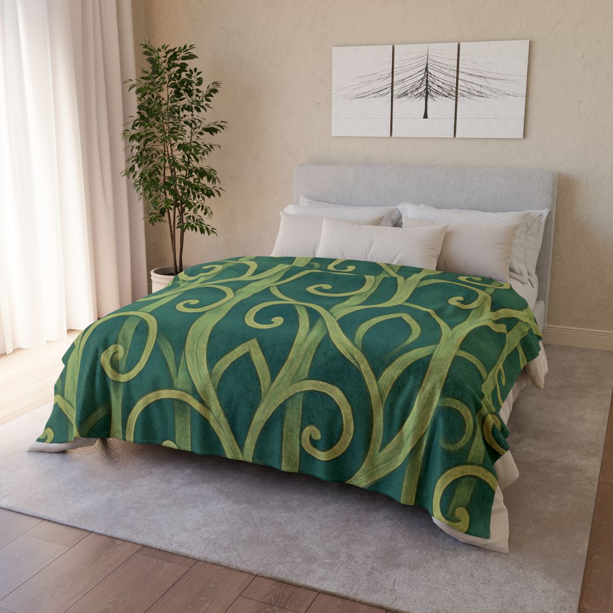 Tendriled Lattice Cascade soft fleece blankets