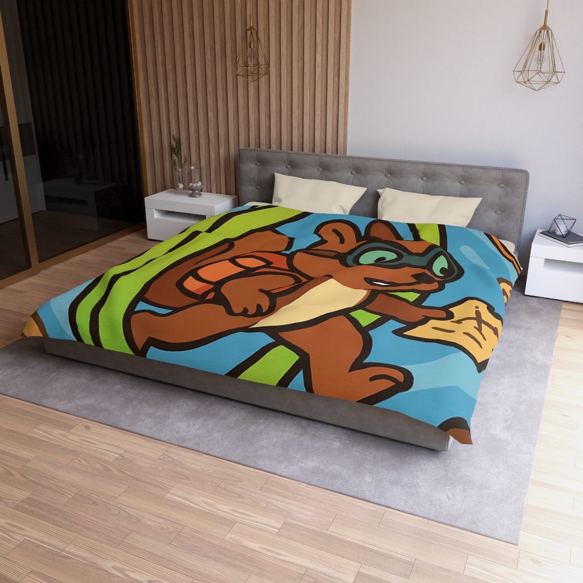 Time-Traveling Squirrel Explorer designer printed duvets