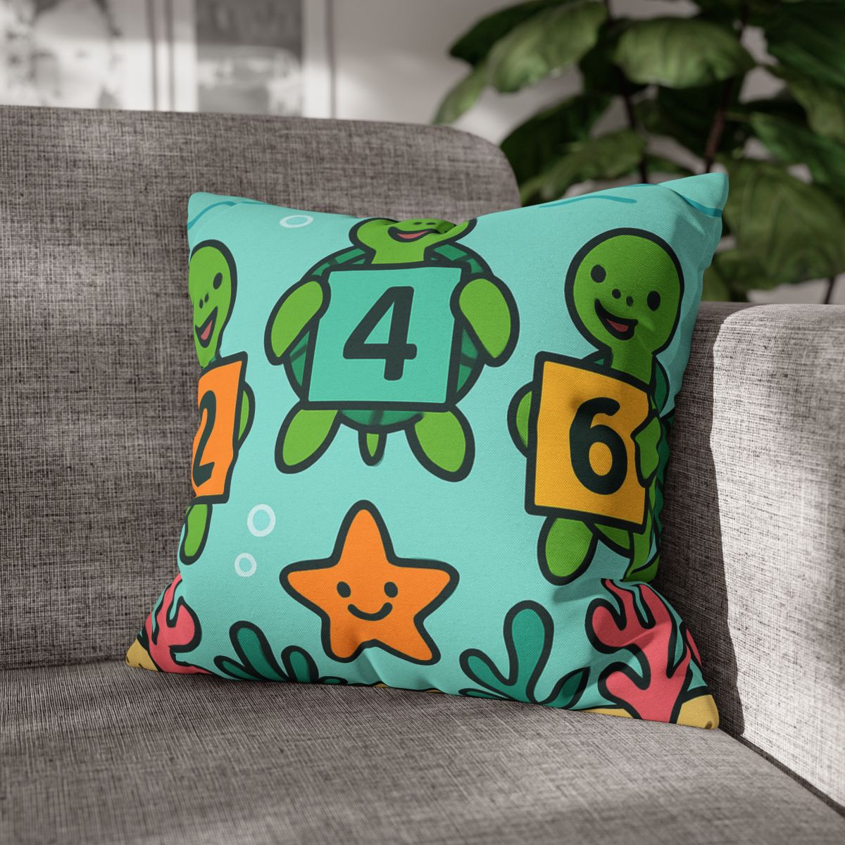 Coral Reef Math Parade Of Sea Turtles soft cotton pillow cases