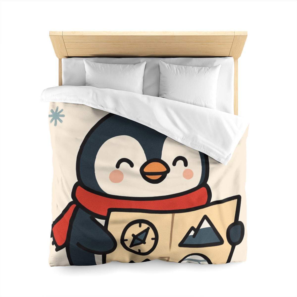 Polar Lights Penguin Map Quest designer printed duvets