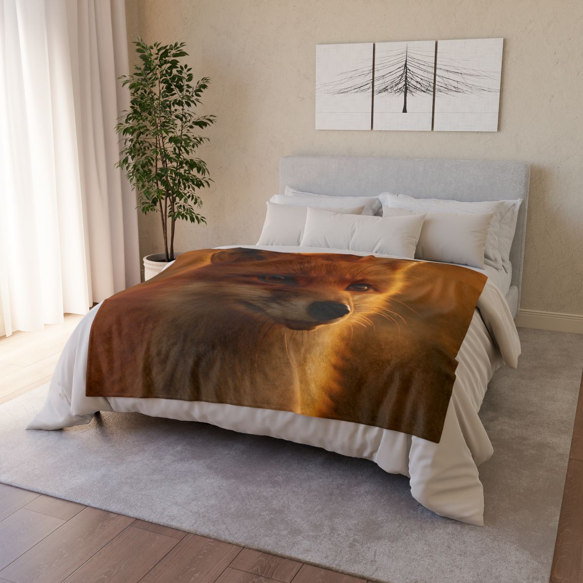 Crimson Whisper Red Fox soft fleece blankets