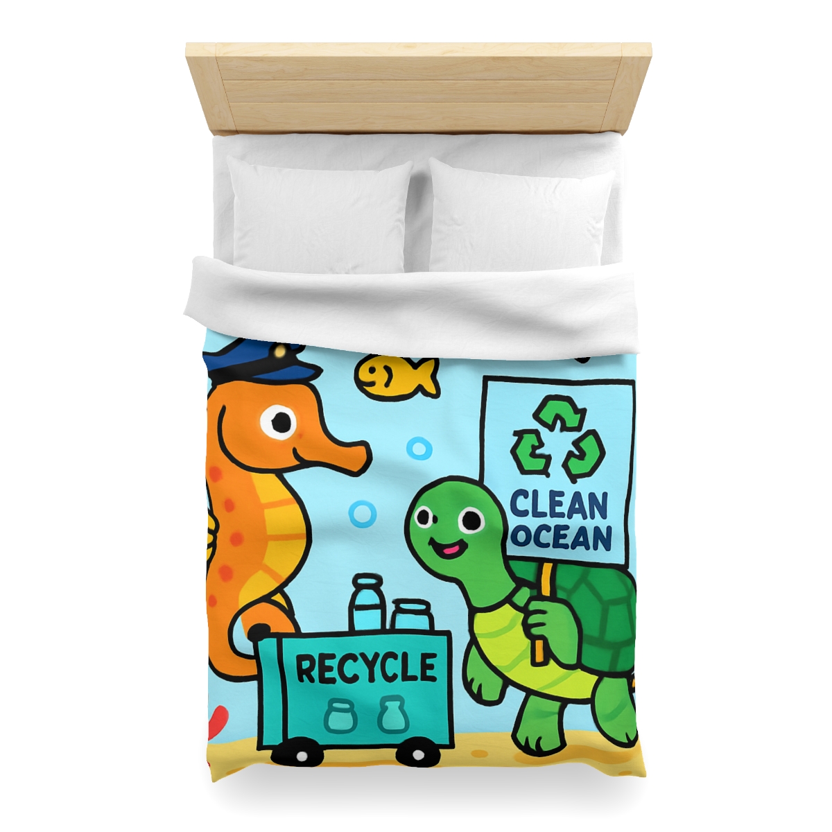 Coral City Recycling Parade With Captain Seahorse personalized bedding duvets