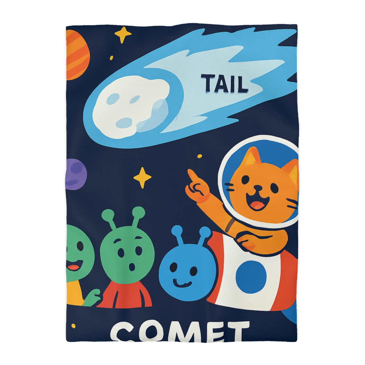 Comet Classroom With Captain Cat personalized bedding duvets
