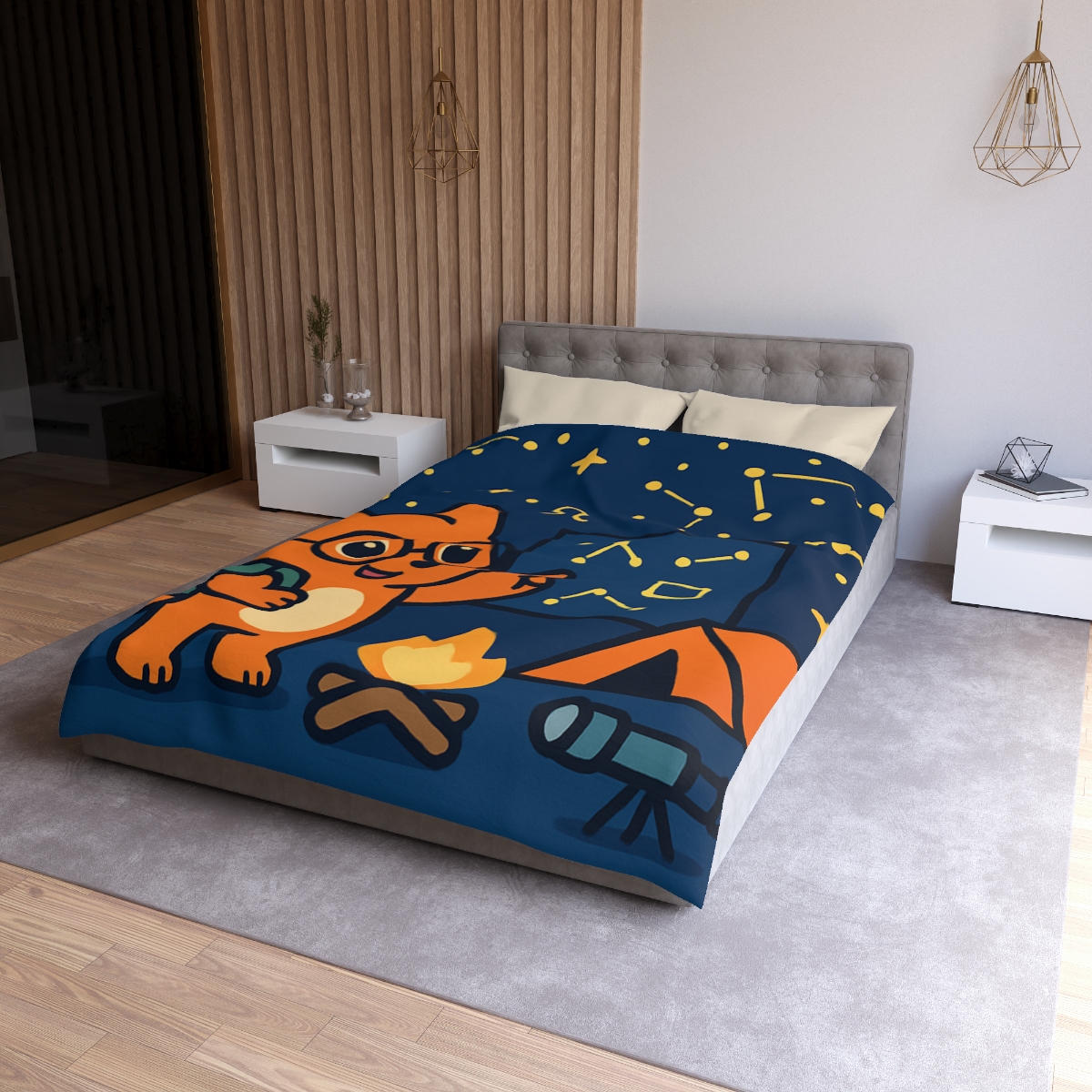 Constellation Camping With Fox Astronomer duvets for gifts