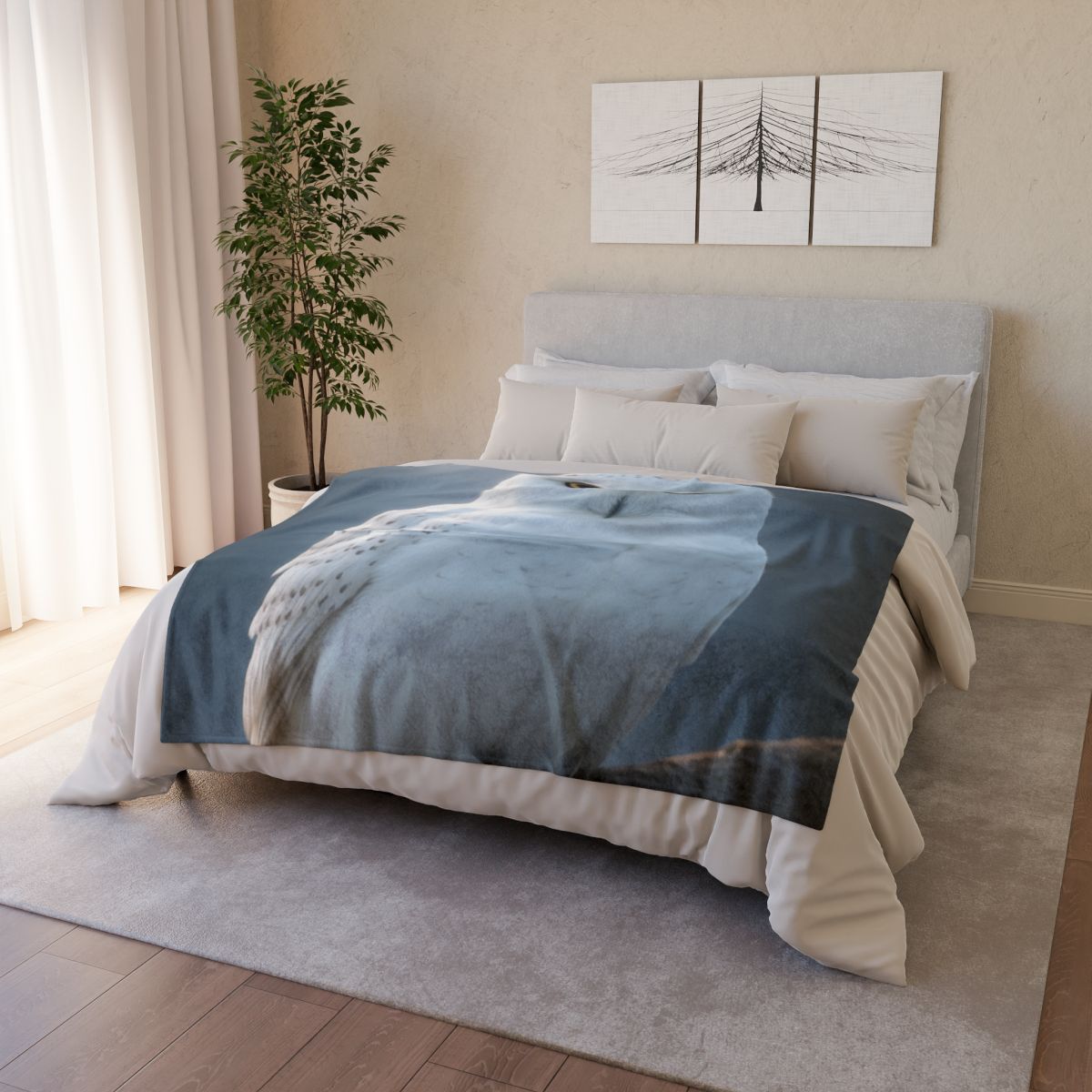 Twilight Watcher Snowy Owl stylish throw blankets