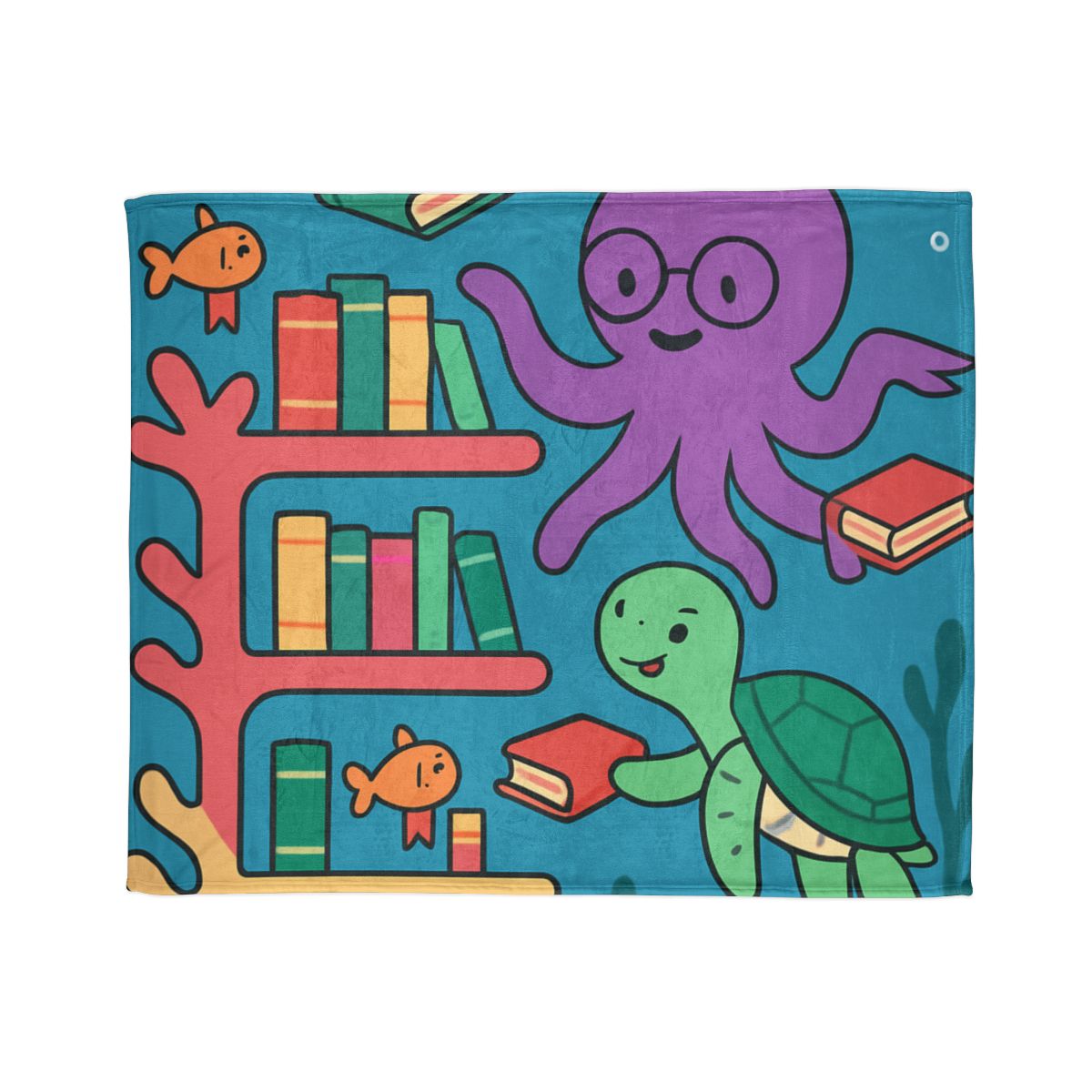 Coral Library And The Octopus Librarian designer printed blankets