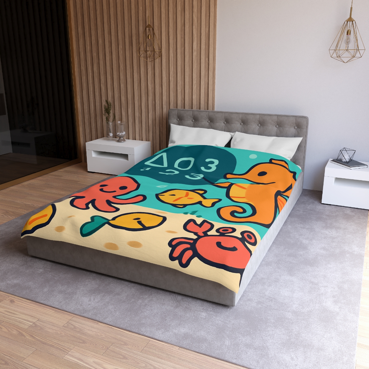 Coral Classroom With The Seahorse Teacher unique patterned duvets