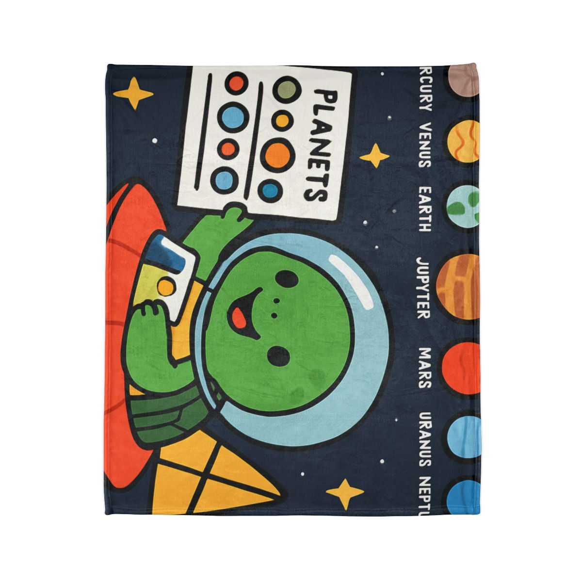 Solar Sail Turtle And The Planetary Parade personalized cozy blankets