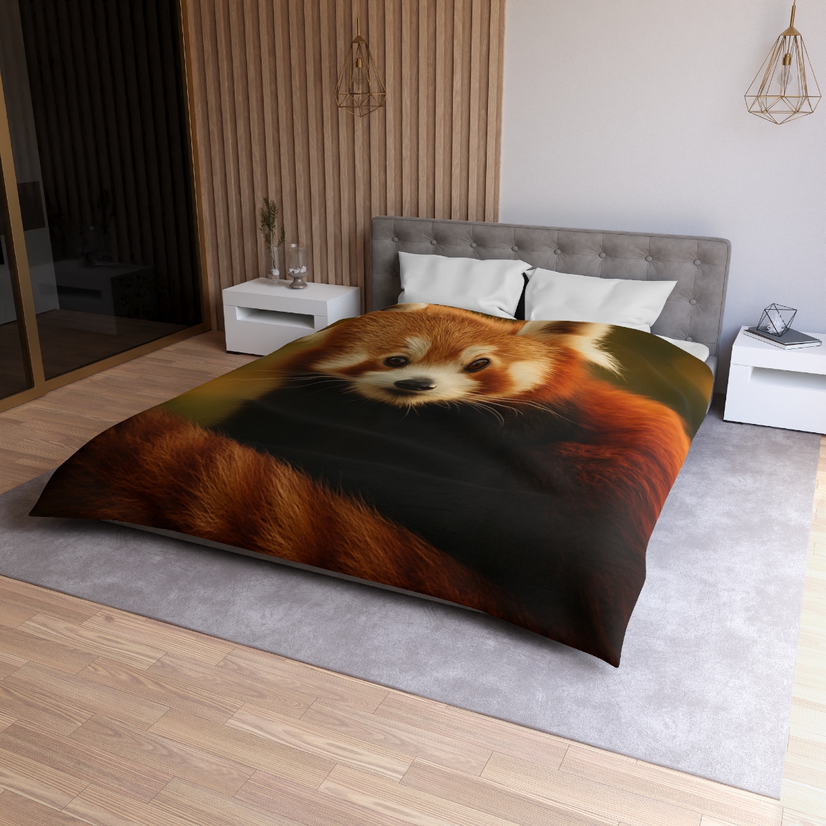 Crimson Whisper Red Panda personalized bedding duvets