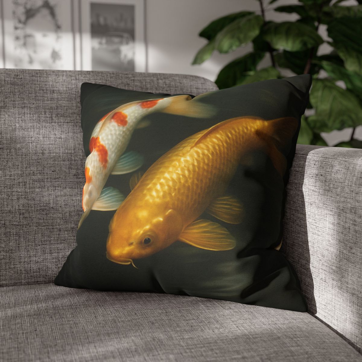 Golden Drift Koi Pair comfortable bedding pillow covers