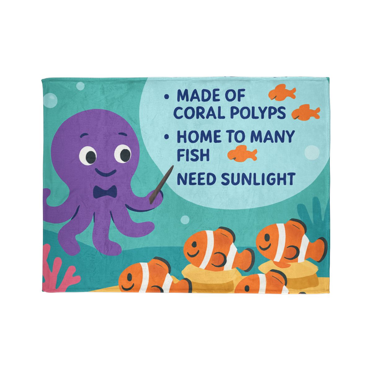 Coral Classroom With Professor Octopus warm winter blankets