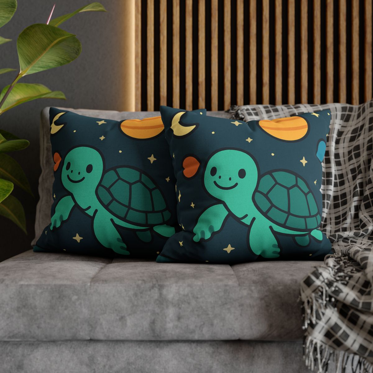 Starlit Space Turtle designer print pillow cases