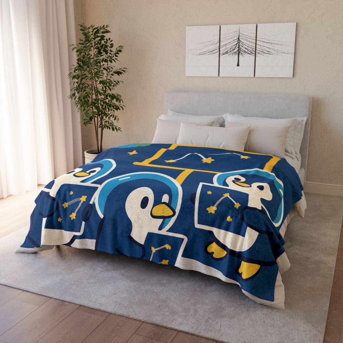 Space School For Curious Penguins unique gift blanketscustom blankets
