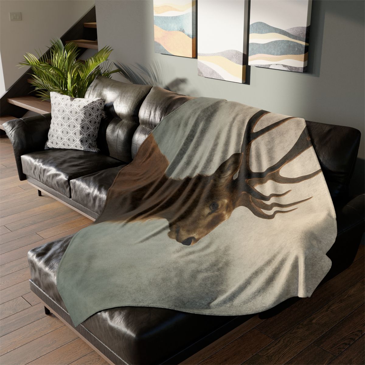 Morning Mist Red Deer Stag stylish throw blankets