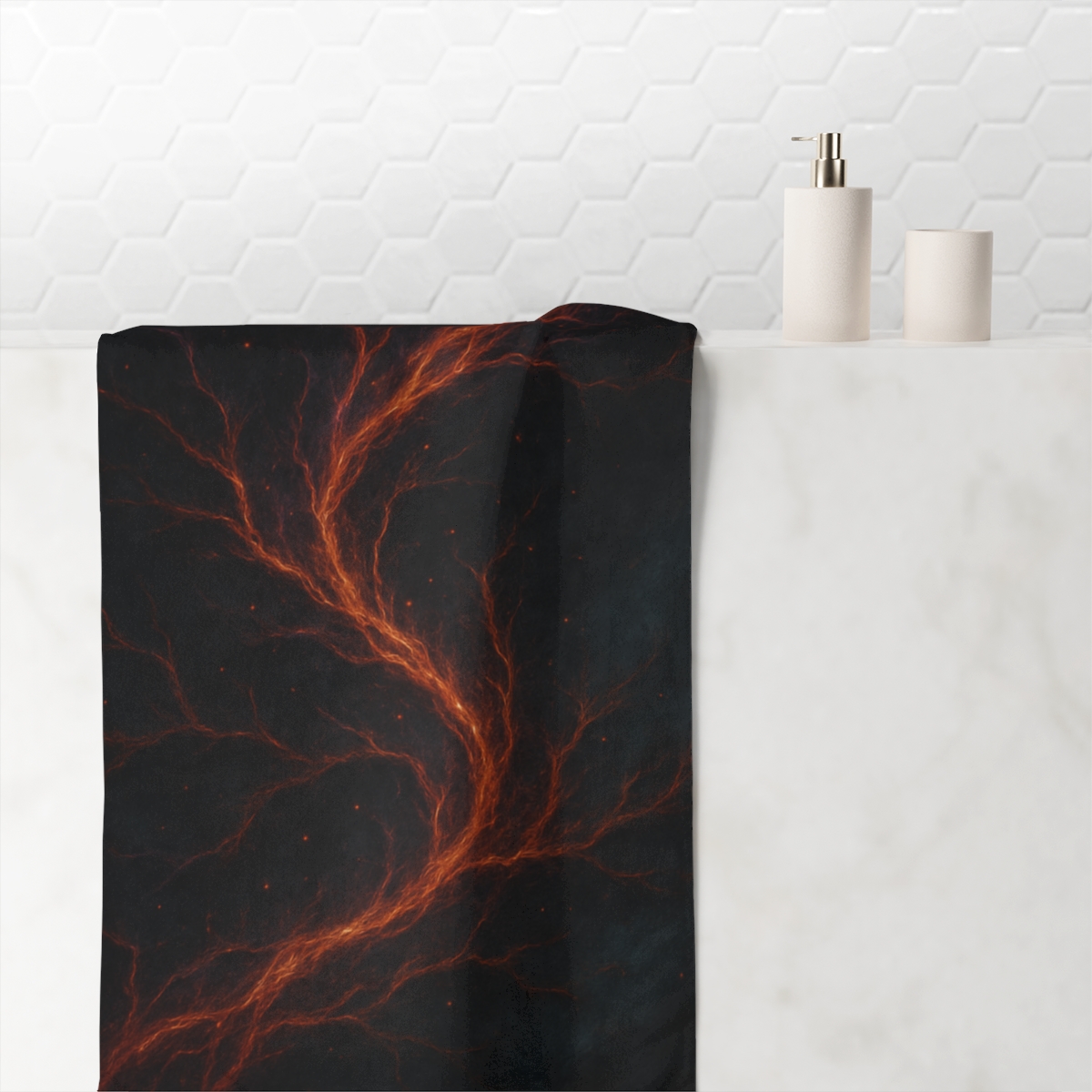 Spectral Filament Ember Tapestry personalized bath towels