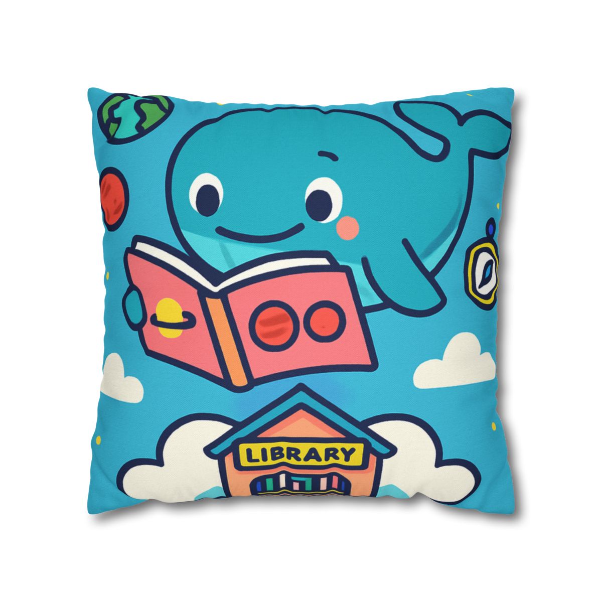 Nebula Library Sky Whale Reading Time soft cotton pillow cases