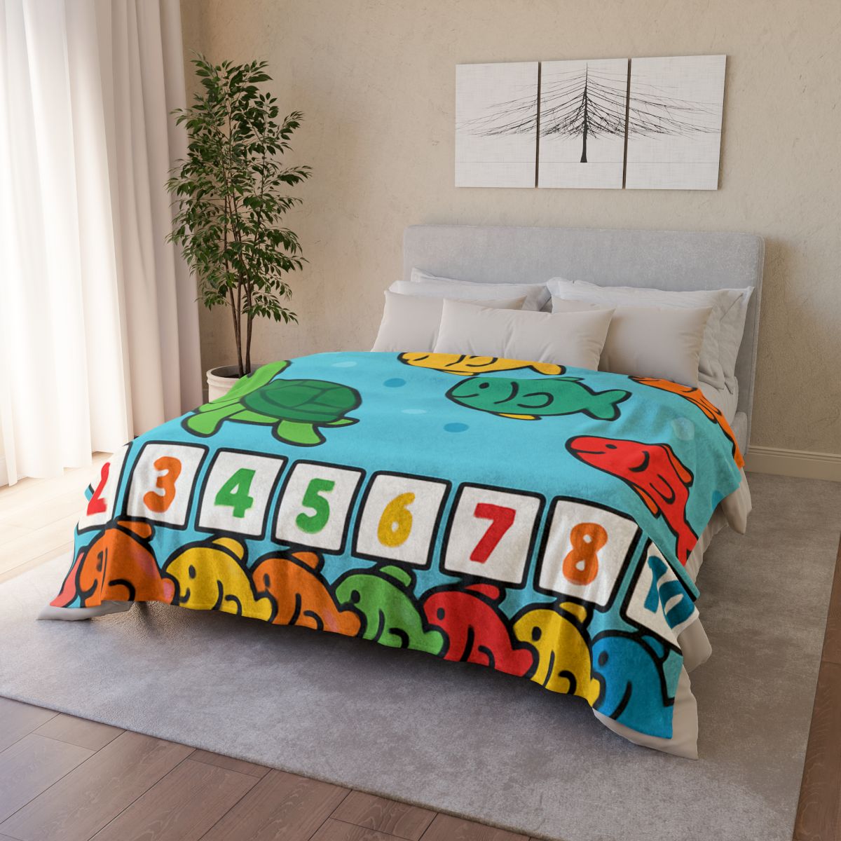 Coral Reef Number Parade personalized cozy blankets