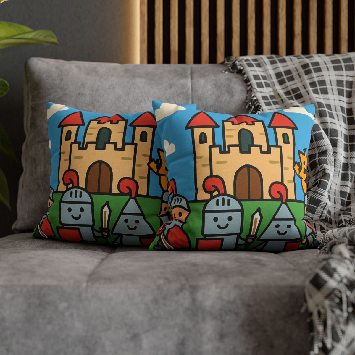 Castle Of Shape Knights designer print pillow cases