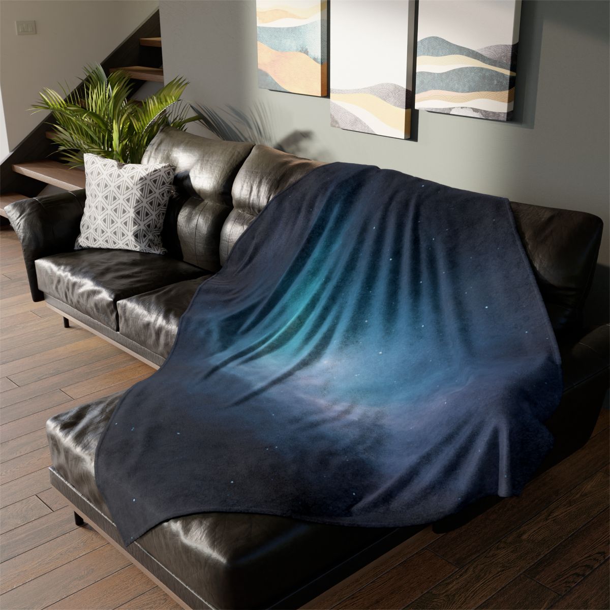 Luminous Void Tidal Bloom designer printed blankets