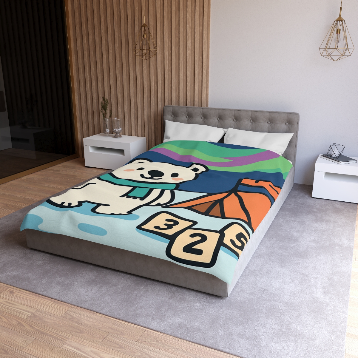 Polar Bear Aurora Math Camp stylish duvet covers