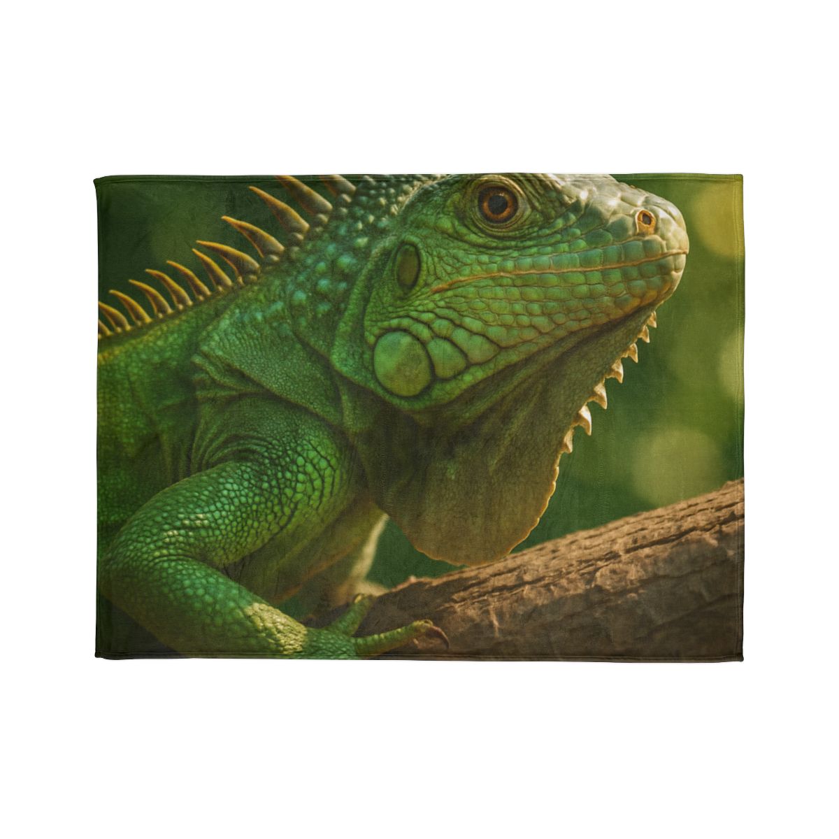 Sun Dappled Green Iguana stylish throw blankets