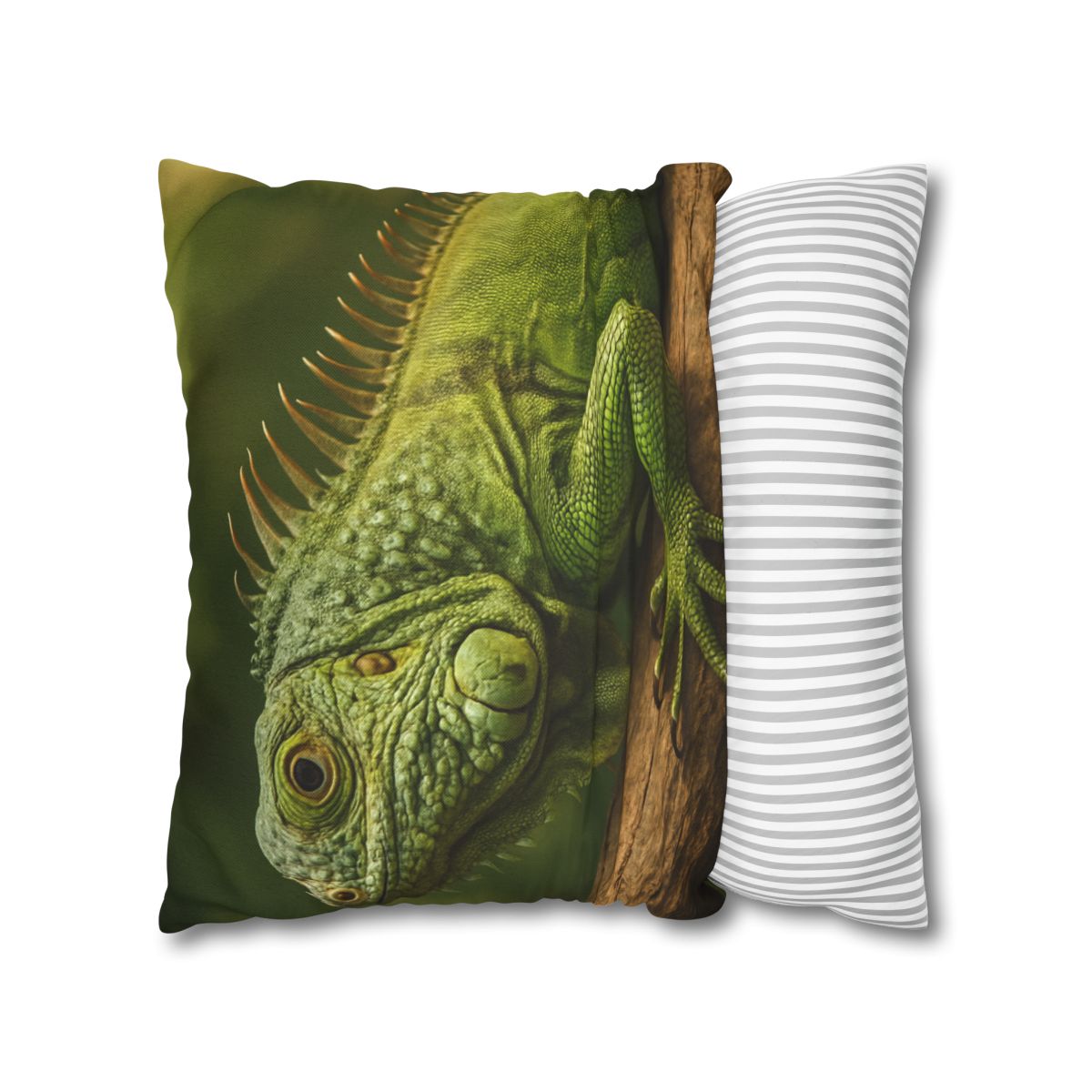 Verdant Stillness Green Iguana designer print pillow cases