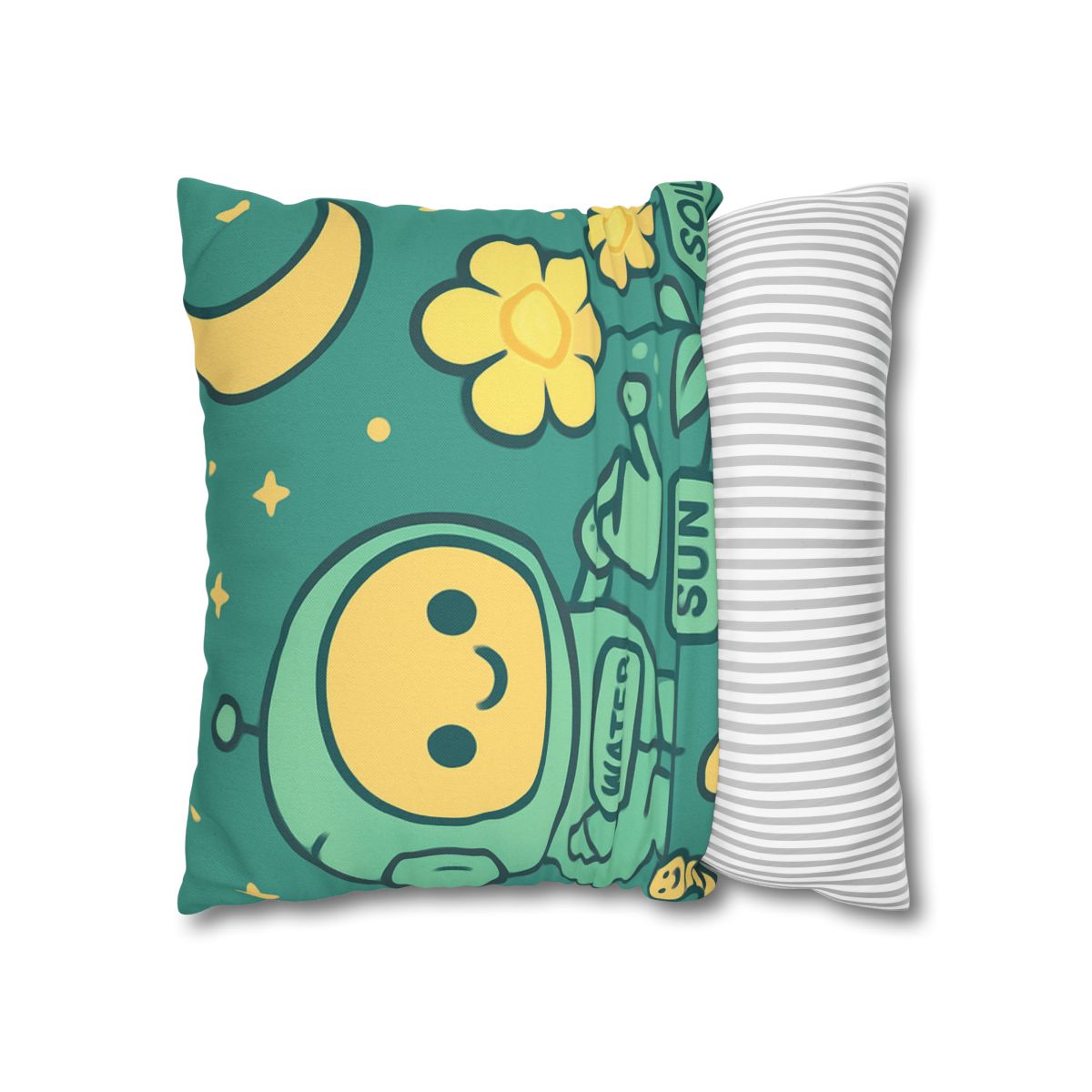 Robot Gardener And The Moonflower Patch soft cotton pillow cases