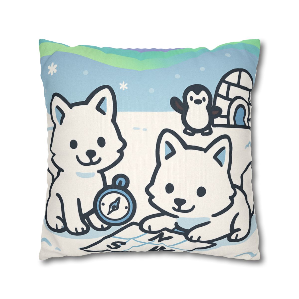 Polar Aurora Map Makers trendy patterned pillow cases