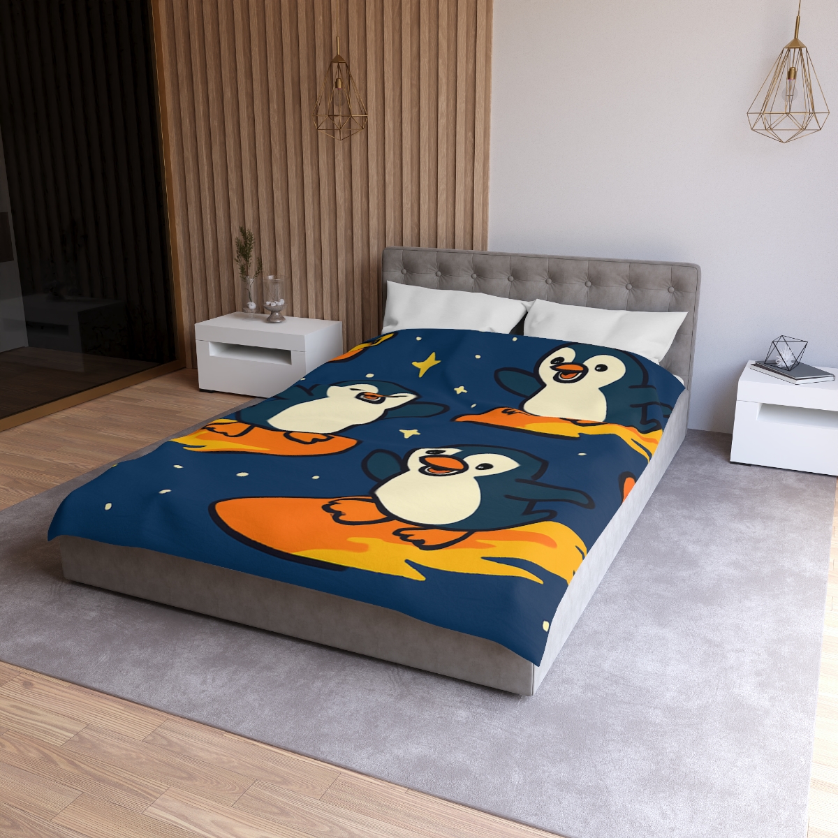 Comet Surfing Penguin Patrol trendy bedroom duvets