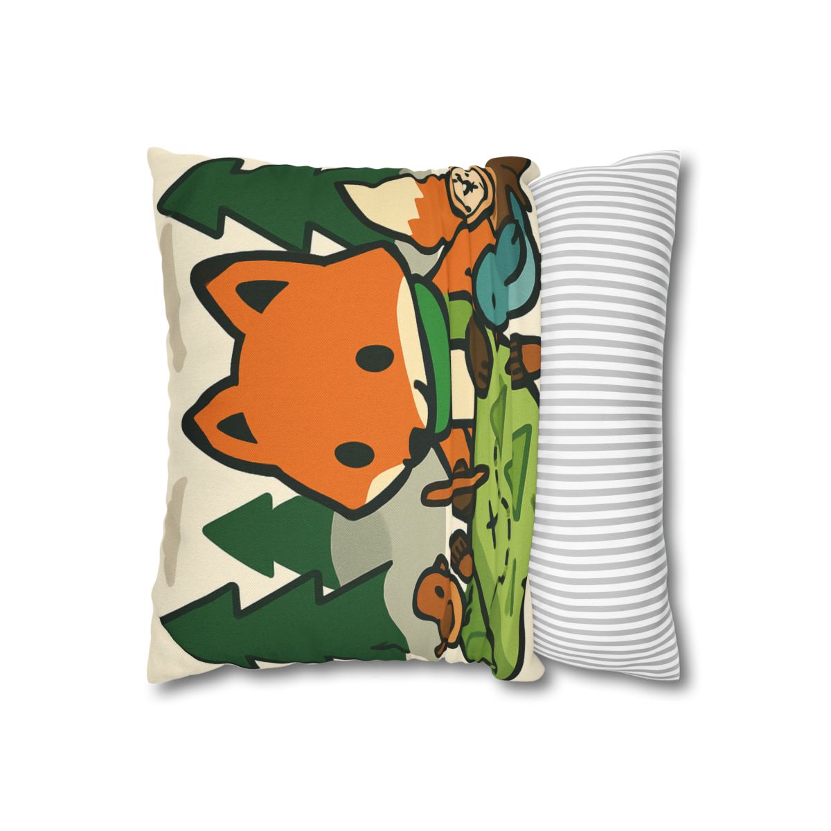The Map Making Fox In Misty Pines designer print pillow cases