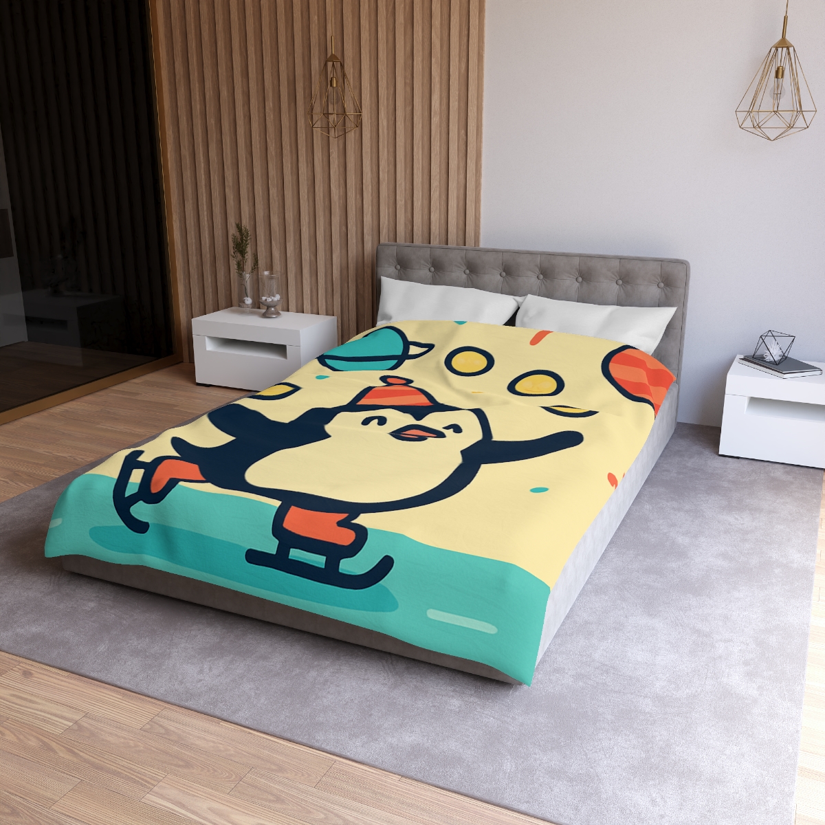 Cosmic Carnival Penguin designer printed duvets