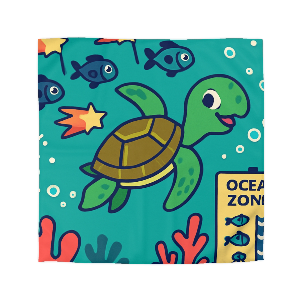 Coral Comet Turtle Parade unique patterned duvets