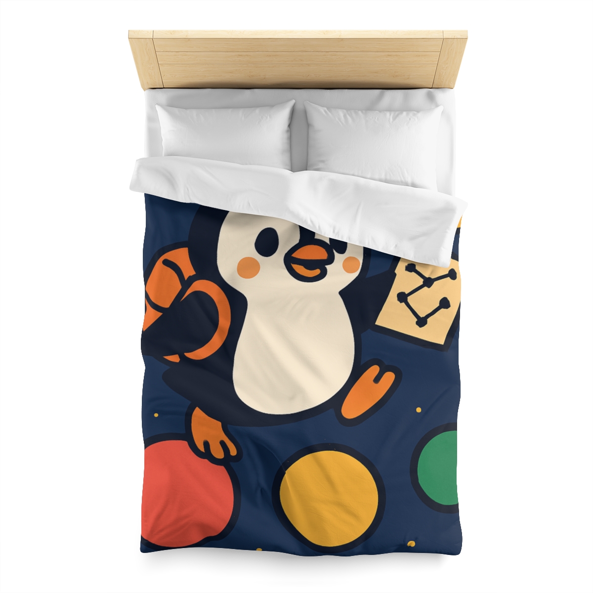 Planet Hopping Penguin Explorer unique patterned duvets