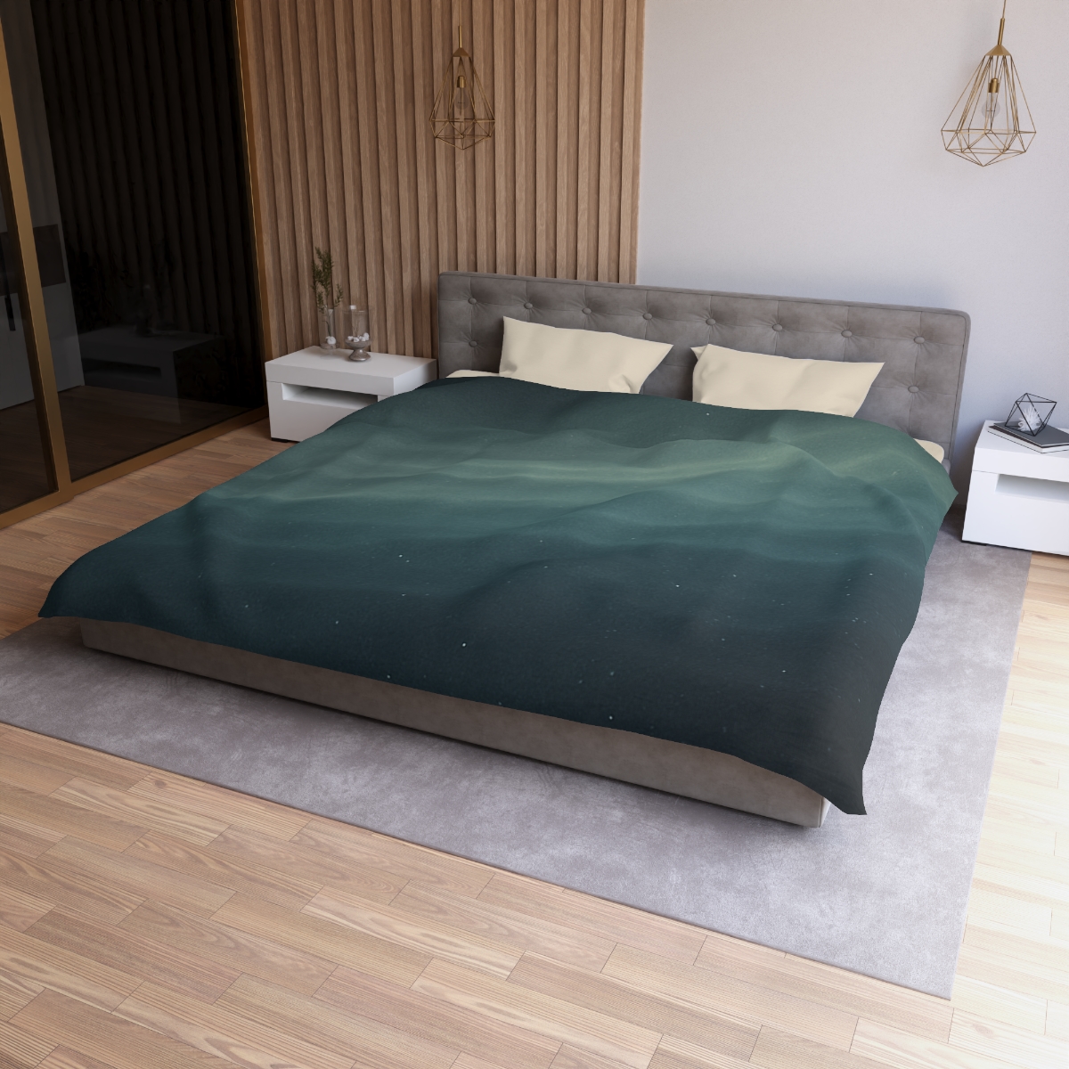 Dark Energy Gradient Drift designer printed duvets